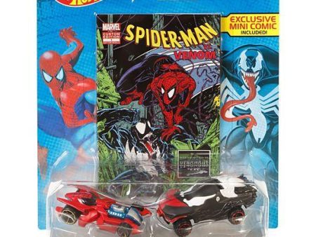 Hot Wheels Marvel Spider-Man vs. Venom Character Car 2-Pack with Mini Comic For Cheap