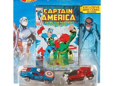 Hot Wheels Marvel Captain America vs. Red Skull Character Car 2-Pack with Mini Comic Online now