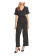 CECE Womens Black Short Sleeve V Neck Jumpsuit on Sale