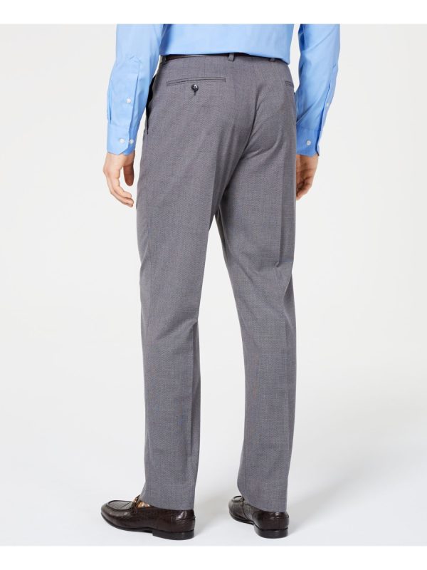 VINCE CAMUTO Mens Gray Flat Front Patterned Slim Fit Performance Stretch Suit Separate Pants Online