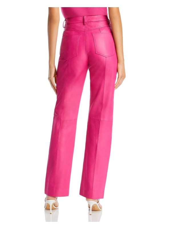 REMAIN Womens Pink Pocketed Zippered Seams At Knee Straight leg Pants For Sale