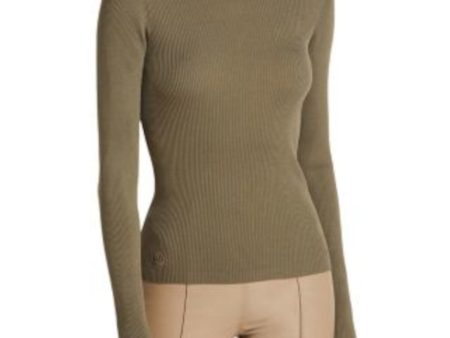 REMAIN Womens Green Ribbed Long Sleeve Crew Neck Sweater Supply