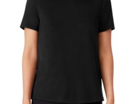 EILEEN FISHER Womens Black Short Sleeve Crew Neck T-Shirt For Sale