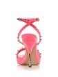 ALEXANDER MCQUEEN Womens Pink Metallic Heel 1  Platform Studded Strappy Round Toe Stiletto Buckle Leather Heeled Discount