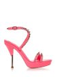 ALEXANDER MCQUEEN Womens Pink Metallic Heel 1  Platform Studded Strappy Round Toe Stiletto Buckle Leather Heeled Discount