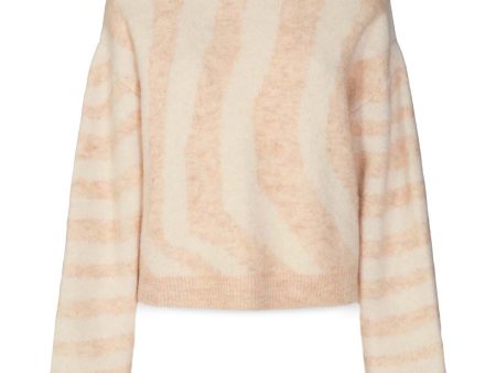 REMAIN Womens Beige Ribbed Mohair Pull-on  Drop Sleeve Striped Long Sleeve Crew Neck Sweater Online