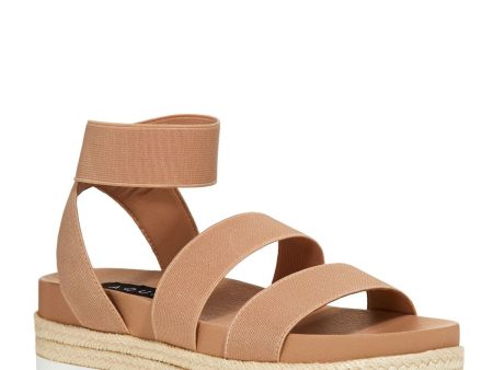 AQUA Womens Beige 1.5  Platform Jute Accent Crisscross Elastic Strap Stretch Ankle Strap Tali Round Toe Platform Slip On Espadrille Shoes M Cheap