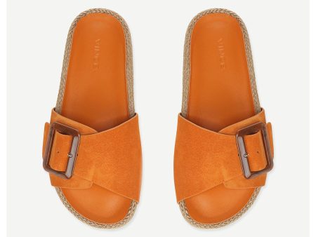 VINCE. Womens Orange Buckle Accent Woven Grant Round Toe Platform Slip On Leather Sandals Shoes M on Sale