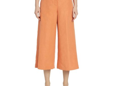 LAFAYETTE 148 Womens Orange Zippered Pocketed Wide Leg Capri High Waist Pants Online