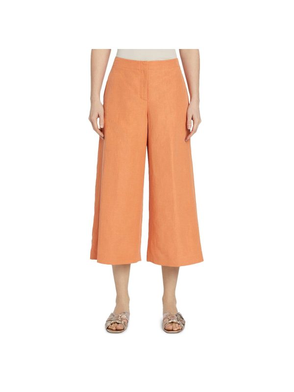 LAFAYETTE 148 Womens Orange Zippered Pocketed Wide Leg Capri High Waist Pants Online