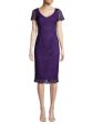 TRINA TURK Womens Purple Lace Floral Short Sleeve V Neck Knee Length Party Sheath Dress For Cheap