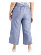 BAR III Womens Blue Pocketed Tie-waist Heather Wide Leg Pants Supply