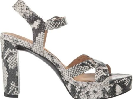 NATURALIZER Womens Gray Snakeskin 0.5  Platform Cushioned Breathable Mia Round Toe Block Heel Buckle Leather Slingback Sandal M For Discount