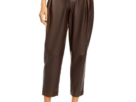 NICHOLAS Womens Brown Faux Leather High Waist Pants Online