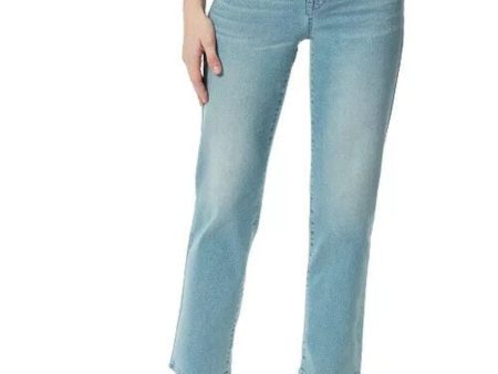 FRAYED JEANS Womens Light Blue Zippered Pocketed High Rise Distressed Straight leg Jeans For Sale