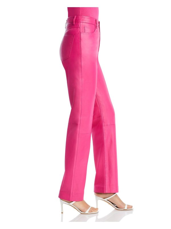 REMAIN Womens Pink Pocketed Zippered Seams At Knee Straight leg Pants For Sale