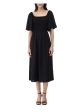 B COLLECTION Womens Black Stretch Smocked Sheer Flutter Sleeve Square Neck Midi Wear To Work Sheath Dress Online Hot Sale