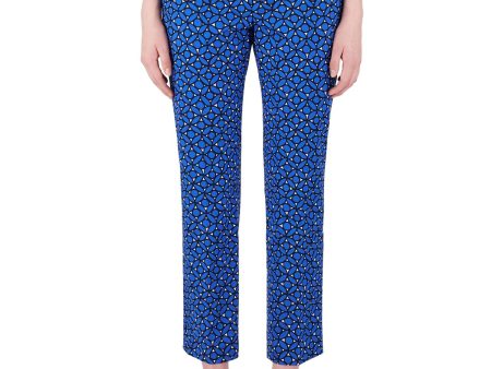 WEEKEND Womens Blue Stretch Zippered Pocketed Mid Rise Printed Cropped Pants Online