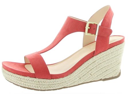 REACTION KENNETH COLE Womens Coral 0.5  Platform Padded Comfort Breathable T-Strap Moisture Wicking Card Round Toe Wedge Buckle Espadrille Shoes M Cheap