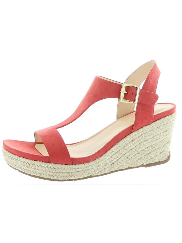 REACTION KENNETH COLE Womens Coral 0.5  Platform Padded Comfort Breathable T-Strap Moisture Wicking Card Round Toe Wedge Buckle Espadrille Shoes M Cheap