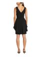 NIGHTWAY Womens Black Zippered Embellished Ruffled V Back Padded Pleated Sleeveless V Neck Above The Knee Evening Peplum Dress Online