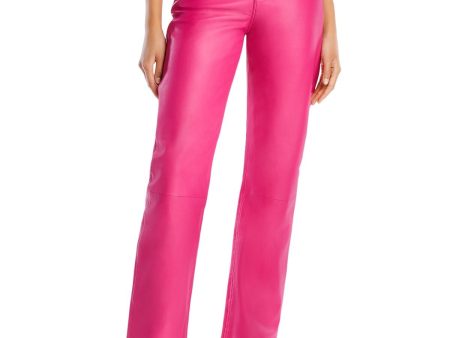 REMAIN Womens Pink Pocketed Zippered Seams At Knee Straight leg Pants For Sale