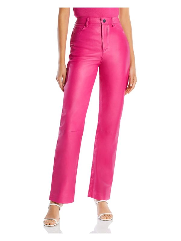 REMAIN Womens Pink Pocketed Zippered Seams At Knee Straight leg Pants For Sale