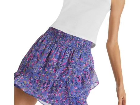 FRENCH CONNECTION Womens Blue Stretch Smocked Ruffled Tiered Floral Mini Party A-Line Skirt For Discount