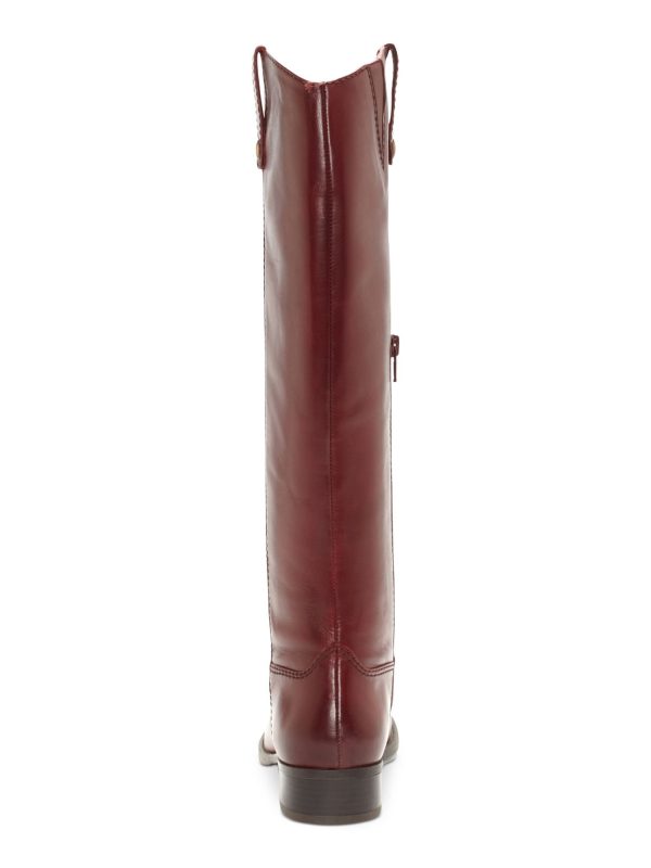 INC Womens Maroon Elastic Goring Pull Tab At Sides Cushioned Studded Fawne Round Toe Block Heel Zip-Up Leather Riding Boot M Online