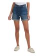 BARBOUR Womens Blue Denim Zippered Pocketed Cuffed Stretch High Waist Shorts Hot on Sale