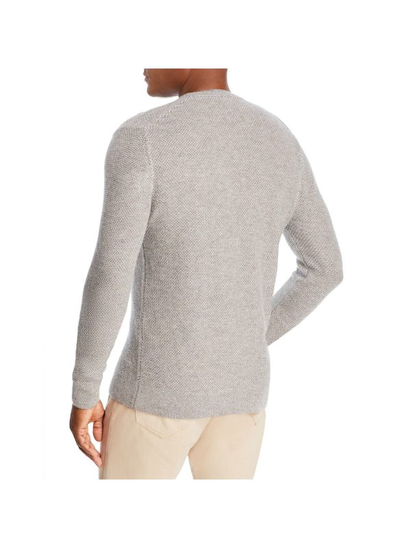 THE MENS STORE Mens Honeycomb Beige Crew Neck Pullover Sweater Fashion