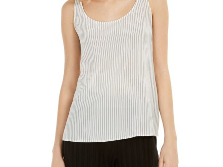 EILEEN FISHER Womens Ivory Pinstripe Sleeveless Scoop Neck Tank Top Hot on Sale