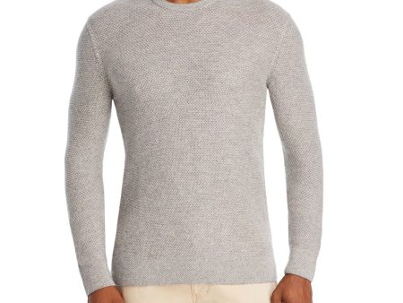 THE MENS STORE Mens Honeycomb Beige Crew Neck Pullover Sweater Fashion