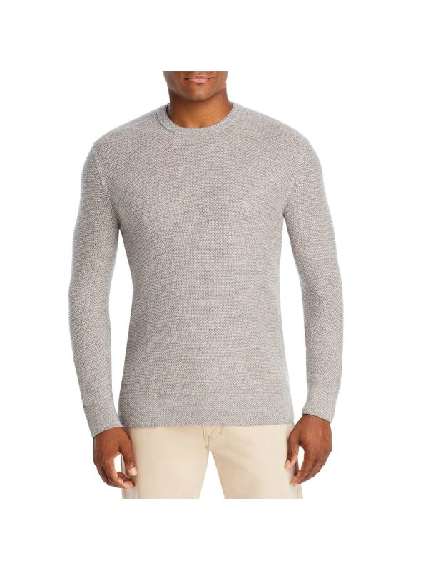 THE MENS STORE Mens Honeycomb Beige Crew Neck Pullover Sweater Fashion