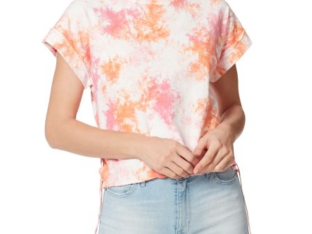 FRAYED Womens Orange Tie Dye Short Sleeve Crew Neck Top Discount