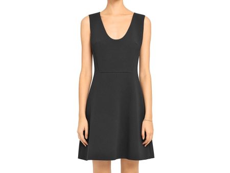 THEORY Womens Black Zippered Sleeveless Scoop Neck Short Evening Sheath Dress For Discount