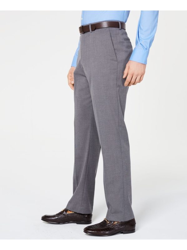 VINCE CAMUTO Mens Gray Flat Front Patterned Slim Fit Performance Stretch Suit Separate Pants Online