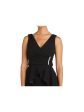 NIGHTWAY Womens Black Zippered Embellished Ruffled V Back Padded Pleated Sleeveless V Neck Above The Knee Evening Peplum Dress Online