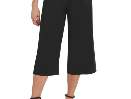 DKNY Womens Black Zippered Pocketed Pleated Front Wear To Work Cropped Pants Discount