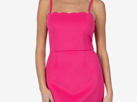 SPEECHLESS Womens Pink Stretch Zippered Scalloped Adjustable Straps Slim Spaghetti Strap Square Neck Short Party Body Con Dress For Discount