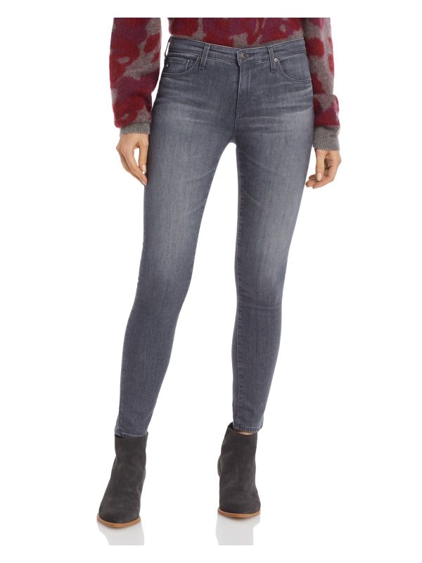 AG Womens Gray Zippered Pocketed Skinny Jeans Online