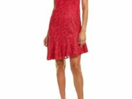 ADRIANNA PAPELL Womens Lace Sleeveless V Neck Short Evening Fit + Flare Dress Discount