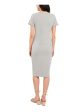 RILEY&RAE Womens Gray Stretch Ribbed Pullover Short Sleeve V Neck Below The Knee Body Con Dress For Sale