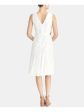 RACHEL ROY Womens White Sleeveless Jewel Neck Midi Formal Sheath Dress Sale