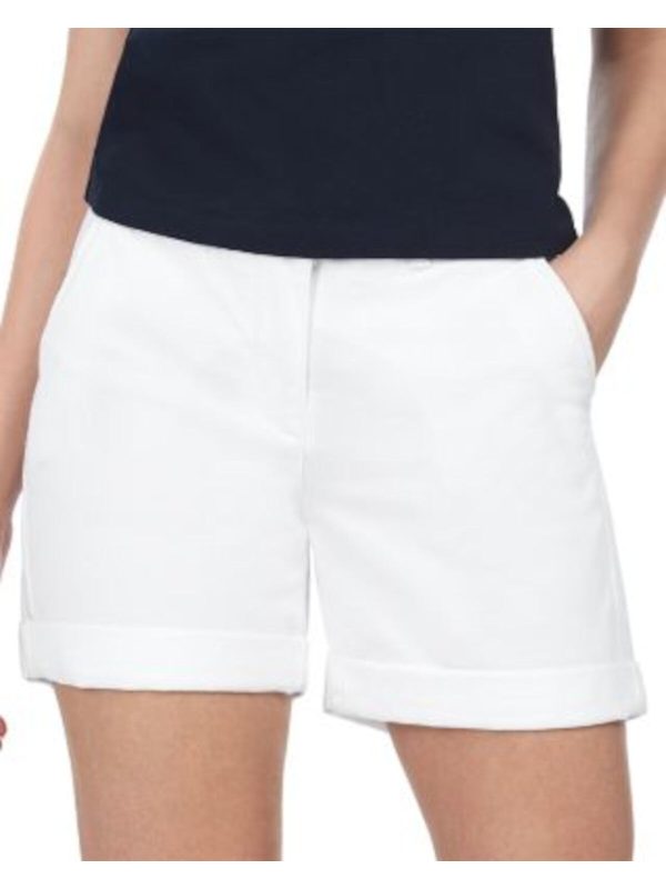 BARBOUR Womens White Stretch Pocketed Zippered Mid-rise Chino Shorts Sale