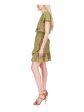 MICHAEL KORS Womens Green Smocked Asymmetrical Ruffled Skirt Flutter Sleeve Surplice Neckline Short Party Faux Wrap Dress Online