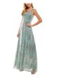 SAY YES TO THE PROM Womens Green Sequined Zippered Lined Sleeveless Square Neck Full-Length Formal Gown Dress For Cheap