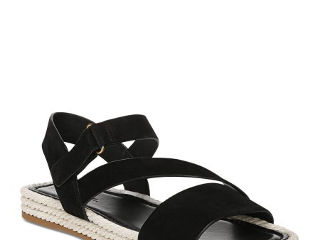 VINCE. Womens Black Ankle Strap Strappy Eliana Round Toe Buckle Leather Espadrille Shoes M on Sale