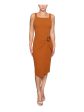 RACHEL RACHEL ROY Womens Orange Zippered Belt Buckled Faux-wrap Lined Sleeveless Square Neck Below The Knee Wear To Work Sheath Dress on Sale