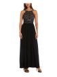 NIGHTWAY Womens Sequined Sleeveless Halter Maxi Evening Fit + Flare Dress Online now